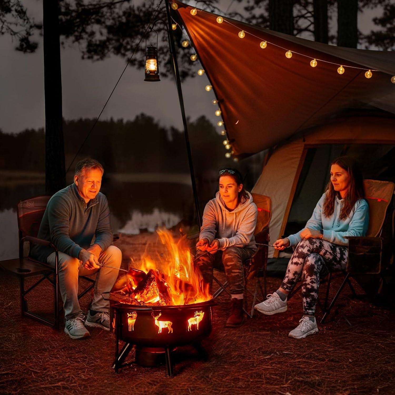 imageTIMBER RIDGE Aluminum Oversized Camping Chair Lightweight Portable Directors Chair with Side Table Detachable Side Pocket for Outdoor Camping Lawn Picnic Support 400lbs BlackGrey With Heating