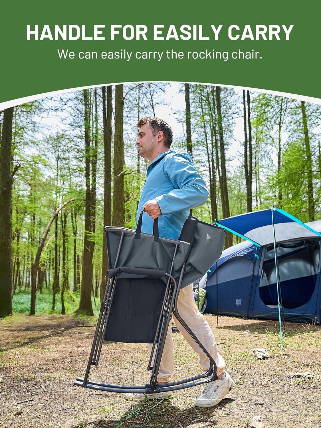 imageTIMBER RIDGE Aluminum Oversized Camping Chair Lightweight Portable Directors Chair with Side Table Detachable Side Pocket for Outdoor Camping Lawn Picnic Support 400lbs BlackGrey With Rocking