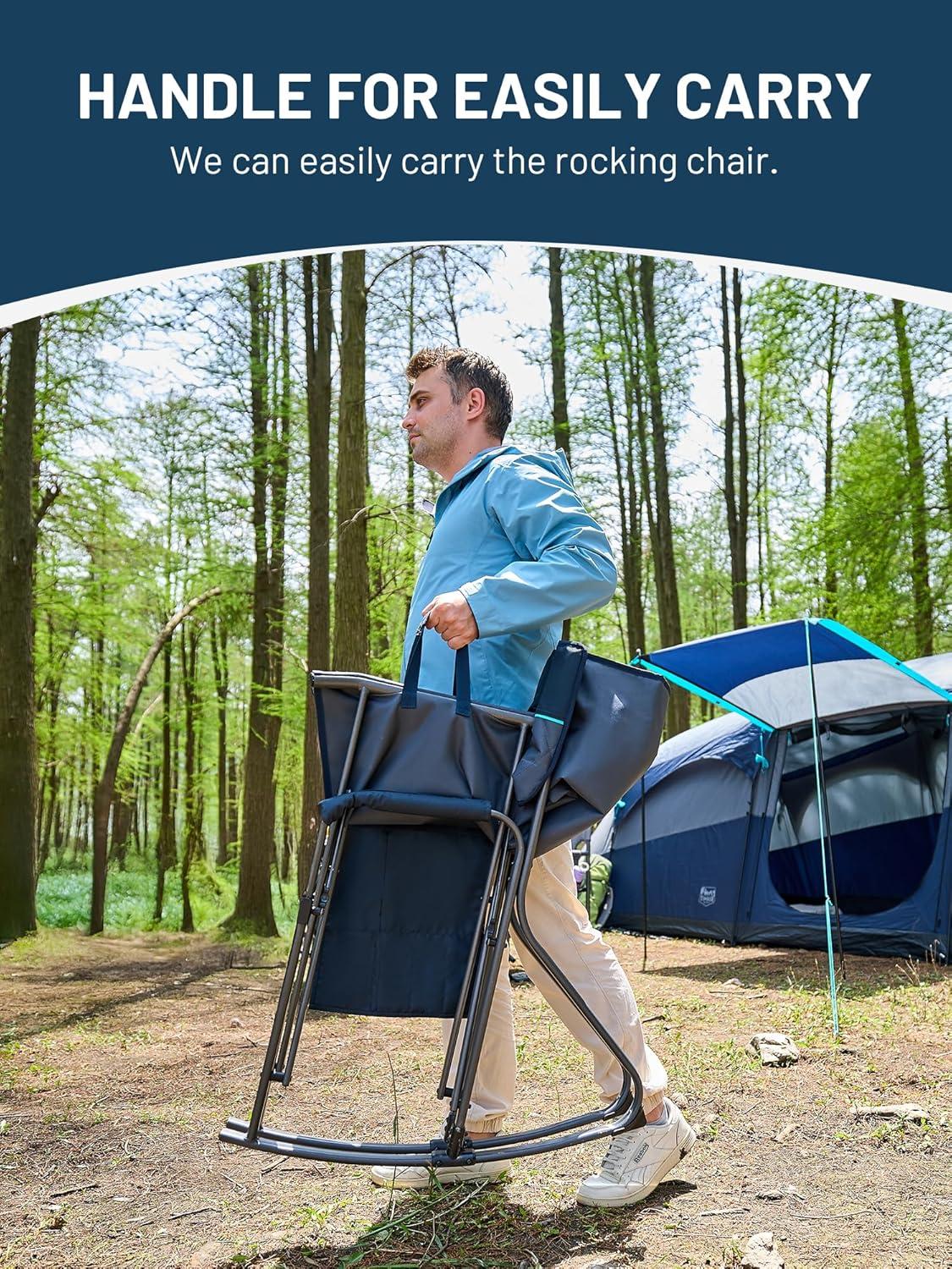 imageTIMBER RIDGE Aluminum Oversized Camping Chair Lightweight Portable Directors Chair with Side Table Detachable Side Pocket for Outdoor Camping Lawn Picnic Support 400lbs BlackBlue With Rocking