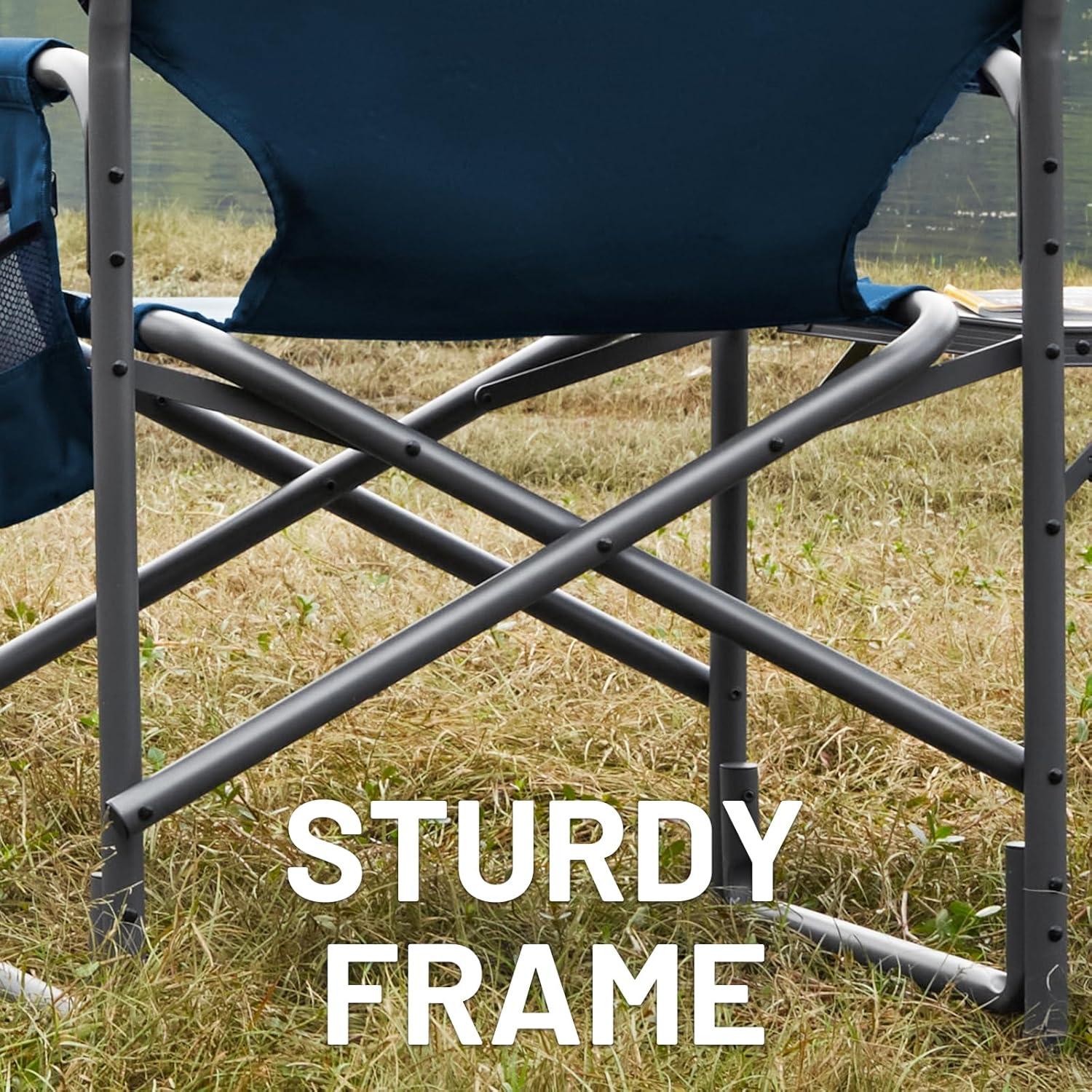 imageTIMBER RIDGE Aluminum Oversized Camping Chair Lightweight Portable Directors Chair with Side Table Detachable Side Pocket for Outdoor Camping Lawn Picnic Support 400lbs BlackBlue2 Set