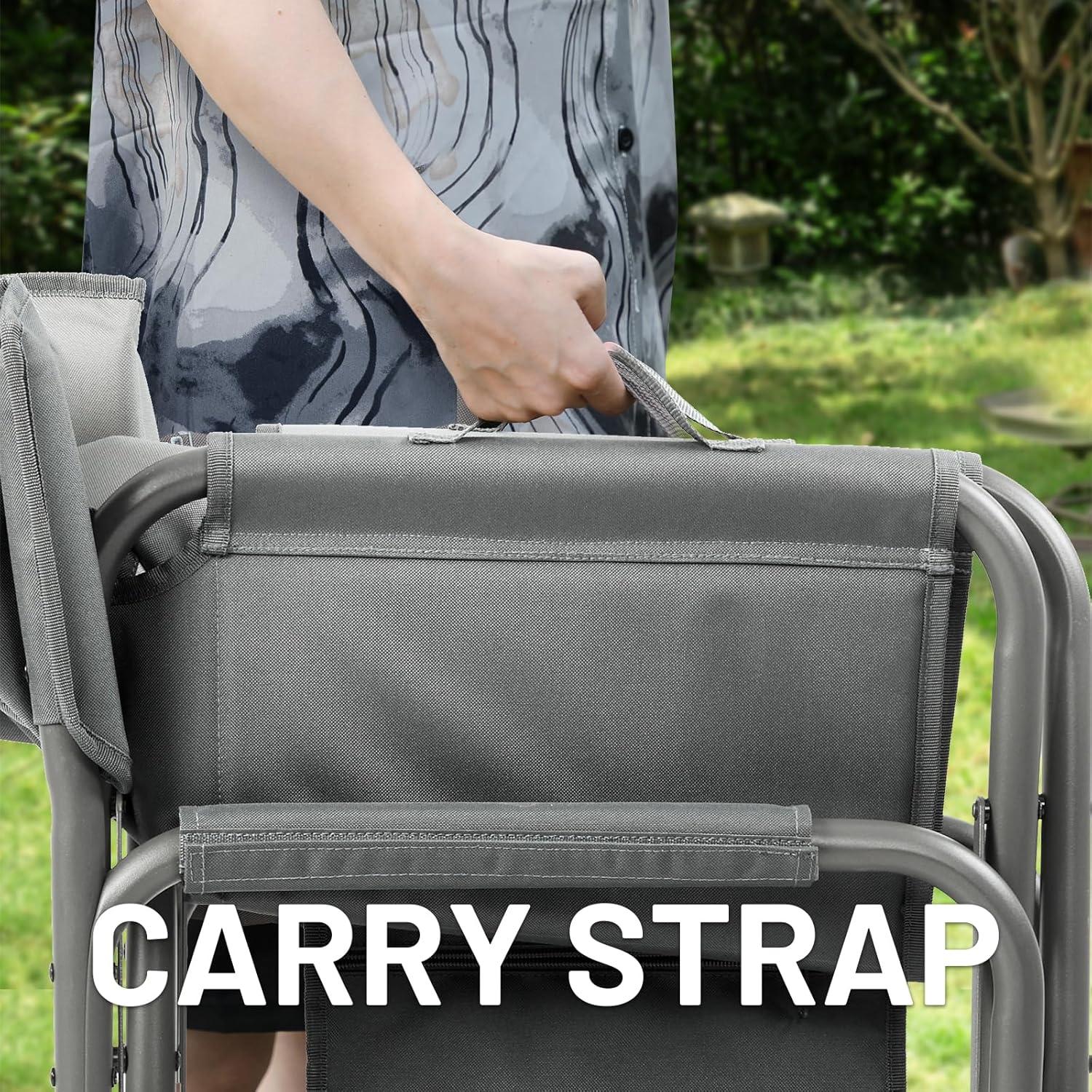 imageTIMBER RIDGE Aluminum Oversized Camping Chair Lightweight Portable Directors Chair with Side Table Detachable Side Pocket for Outdoor Camping Lawn Picnic Support 400lbs BlackGrey