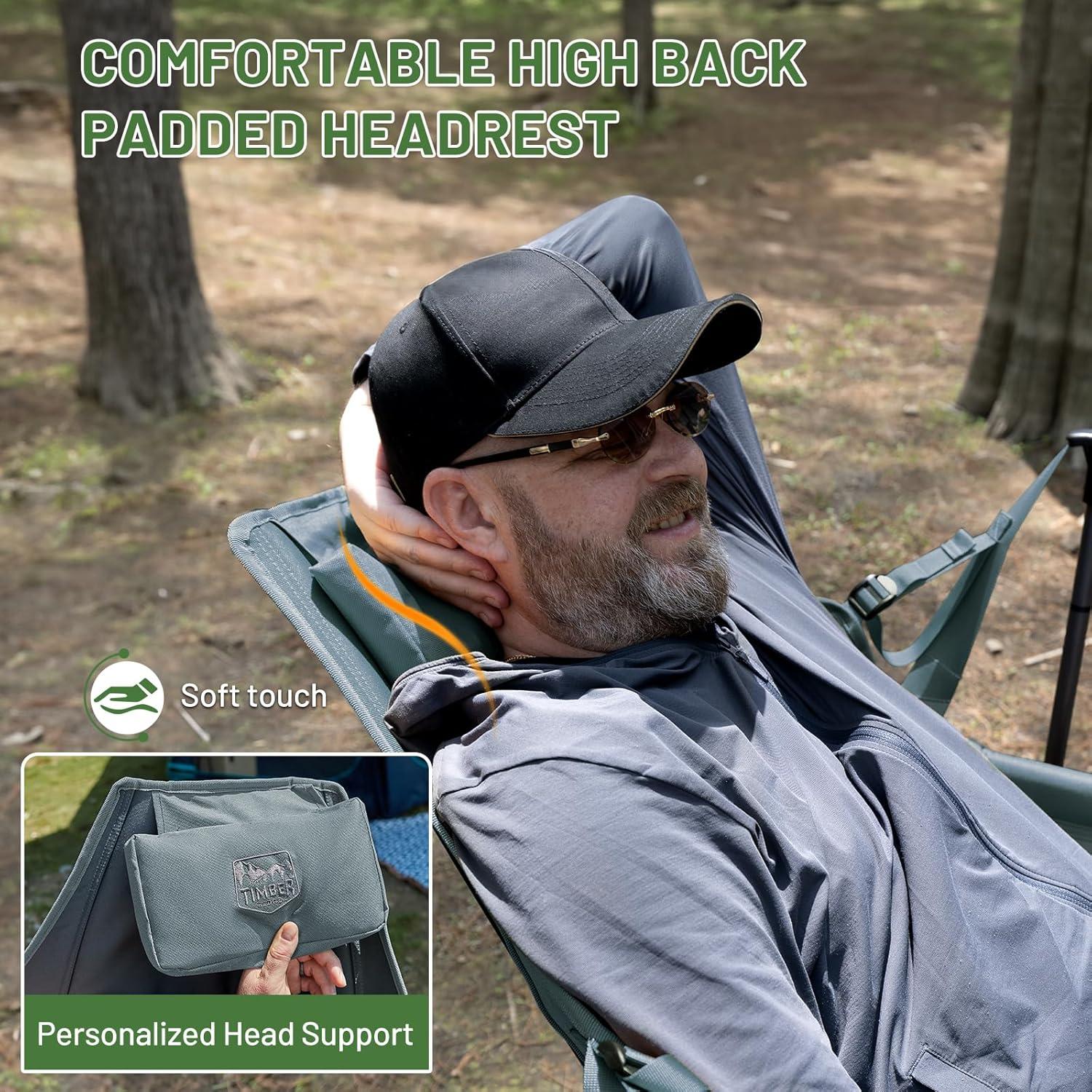 imageTIMBER RIDGE Hammock Camping Chair Oversized Swinging Chair with Adjustable Back and Seat Height Portable Folding Rocking Camping Chair for Outdoor Lawn Backyard and Patio Supports 400lbsGrey