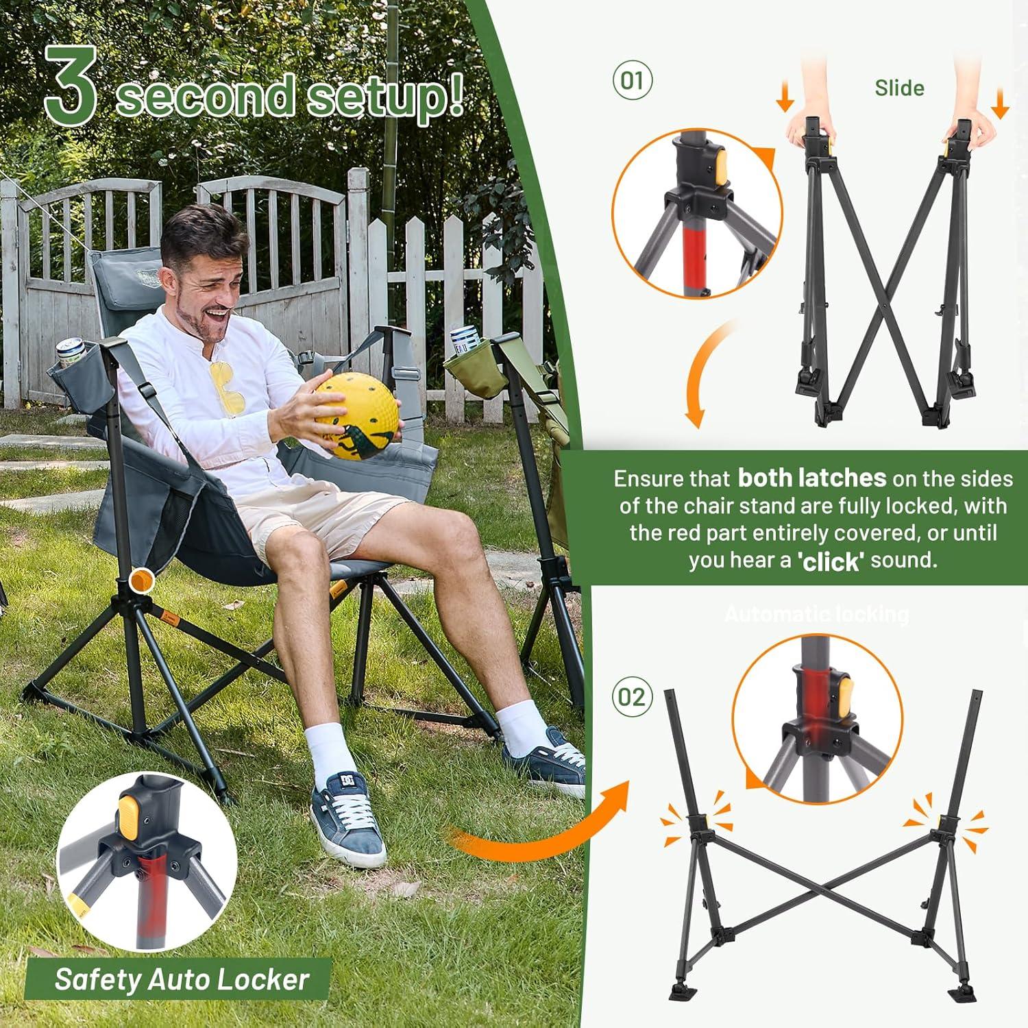 imageTIMBER RIDGE Hammock Camping Chair Oversized Swinging Chair with Adjustable Back and Seat Height Portable Folding Rocking Camping Chair for Outdoor Lawn Backyard and Patio Supports 400lbsGrey