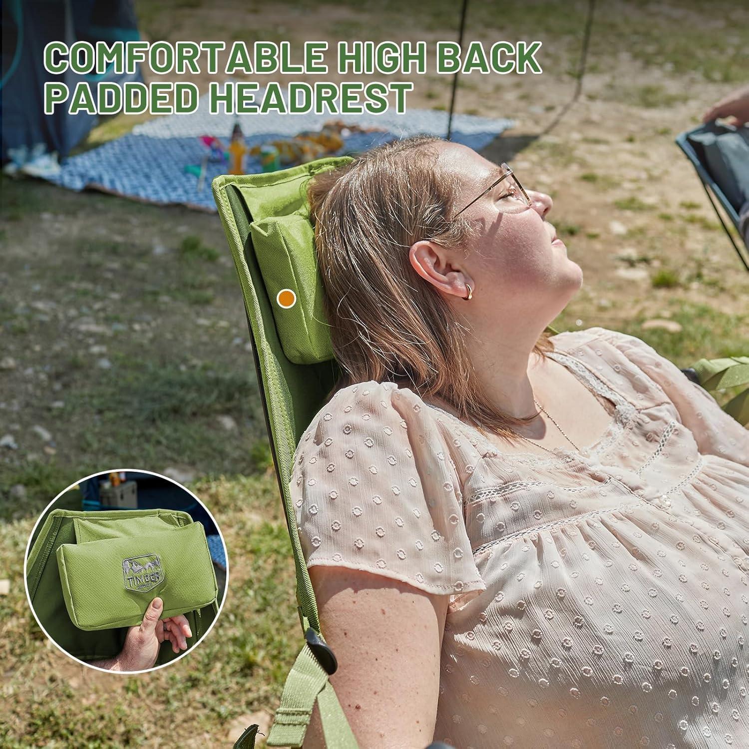 imageTIMBER RIDGE Hammock Camping Chair Oversized Swinging Chair with Adjustable Back and Seat Height Portable Folding Rocking Camping Chair for Outdoor Lawn Backyard and Patio Supports 400lbsGreen