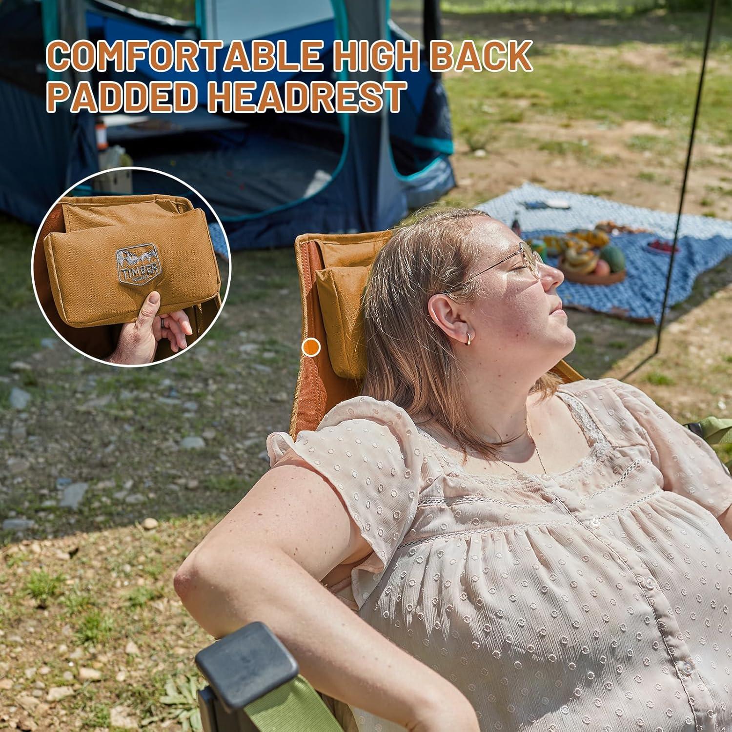 imageTIMBER RIDGE Hammock Camping Chair Oversized Swinging Chair with Adjustable Back and Seat Height Portable Folding Rocking Camping Chair for Outdoor Lawn Backyard and Patio Supports 400lbsOrange