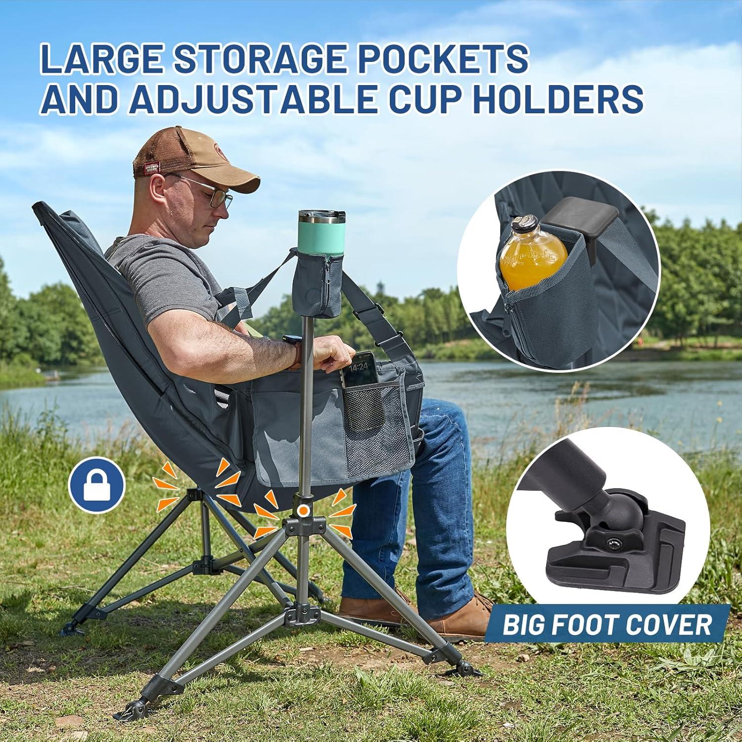 imageTIMBER RIDGE Hammock Camping Chair Oversized Swinging Chair with Adjustable Back and Seat Height Portable Folding Rocking Camping Chair for Outdoor Lawn Backyard and Patio Supports 400lbsBlue2 Pack
