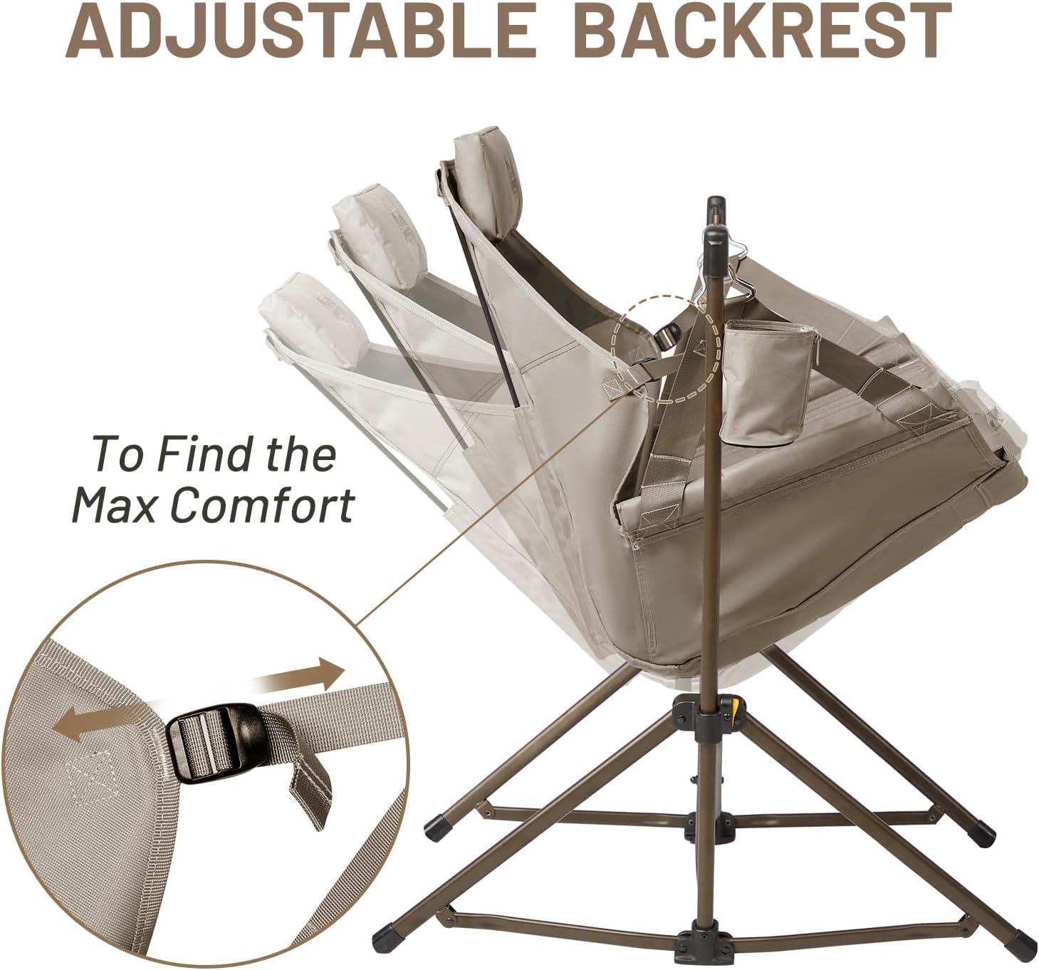 imageTIMBER RIDGE Hammock Camping Chair with Adjustable Backrest Heavy Duty Folding Hammock Chair Supports 300lbs Portable Hammock Chair for Camping Travelling and Patio TanTan 2 Set