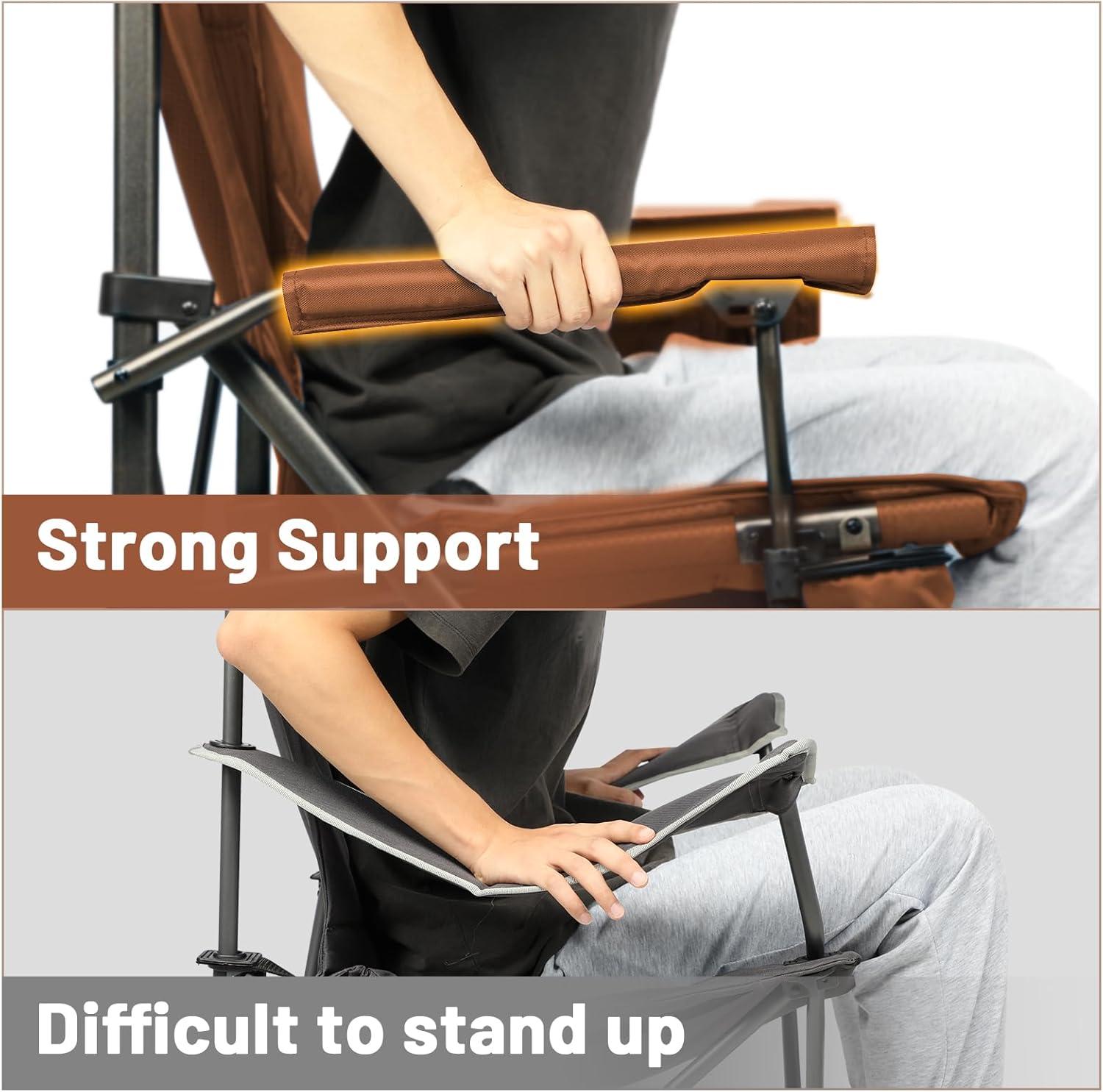 imageTIMBER RIDGE Oversized Folding Camping Chair High Back Heavy Duty for Adults Support up to 500lbs with Cup Holder Side Pocket Cooler Bag 2 PackOrange