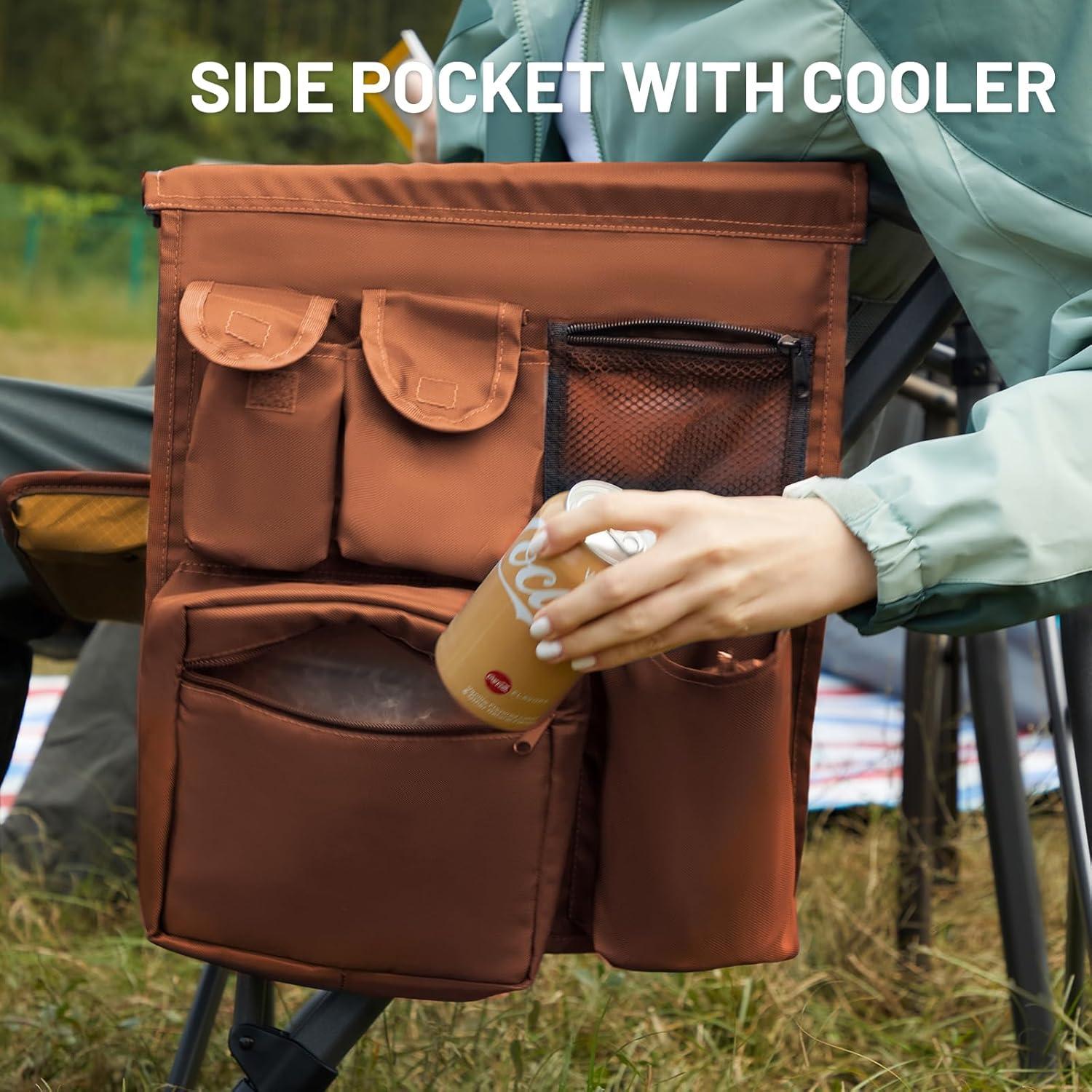 imageTIMBER RIDGE Oversized Folding Camping Chair High Back Heavy Duty for Adults Support up to 500lbs with Cup Holder Side Pocket Cooler Bag 2 PackOrange