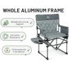 imageTIMBER RIDGE Aluminum Camping Directors Chair with Side Table Pocket Portable Folding Chair Heavy Duty Lawn Chair for Fishing Trip Picnic Concert Outdoor 400lbs Tan 2 PackGrey2 Set