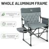 imageTIMBER RIDGE Aluminum Camping Directors Chair with Side Table Pocket Portable Folding Chair Heavy Duty Lawn Chair for Fishing Trip Picnic Concert Outdoor 400lbs Tan 2 PackGrey