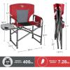 imageTIMBER RIDGE Aluminum Oversized Camping Chair Lightweight Portable Directors Chair with Side Table Detachable Side Pocket for Outdoor Camping Lawn Picnic Support 400lbs BlackRed2 Set