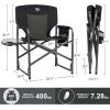 imageTIMBER RIDGE Aluminum Oversized Camping Chair Lightweight Portable Directors Chair with Side Table Detachable Side Pocket for Outdoor Camping Lawn Picnic Support 400lbs BlackBlack