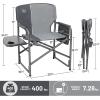 imageTIMBER RIDGE Aluminum Oversized Camping Chair Lightweight Portable Directors Chair with Side Table Detachable Side Pocket for Outdoor Camping Lawn Picnic Support 400lbs BlackGrey2 Set