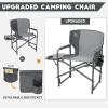 imageTIMBER RIDGE Aluminum Oversized Camping Chair Lightweight Portable Directors Chair with Side Table Detachable Side Pocket for Outdoor Camping Lawn Picnic Support 400lbs BlackGrey2 Set