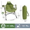 imageTIMBER RIDGE Hammock Camping Chair Oversized Swinging Chair with Adjustable Back and Seat Height Portable Folding Rocking Camping Chair for Outdoor Lawn Backyard and Patio Supports 400lbsGreen2 Pack