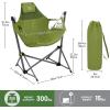 imageTIMBER RIDGE Hammock Camping Chair with Adjustable Backrest Heavy Duty Folding Hammock Chair Supports 300lbs Portable Hammock Chair for Camping Travelling and Patio TanGreen 2 Set