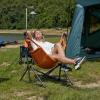 imageTIMBER RIDGE Hammock Camping Chair with Adjustable Backrest Heavy Duty Folding Hammock Chair Supports 300lbs Portable Hammock Chair for Camping Travelling and Patio TanOrange 2 Set