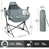 imageTIMBER RIDGE Hammock Camping Chair with Adjustable Backrest Heavy Duty Folding Hammock Chair Supports 300lbs Portable Hammock Chair for Camping Travelling and Patio TanGrey