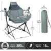 imageTIMBER RIDGE Hammock Camping Chair with Adjustable Backrest Heavy Duty Folding Hammock Chair Supports 300lbs Portable Hammock Chair for Camping Travelling and Patio TanGrey 2 Set