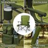 imageTIMBER RIDGE Oversized Folding Camping Chair High Back Heavy Duty for Adults Support up to 500lbs with Cup Holder Side Pocket Cooler Bag 2 PackGreen