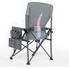 imageTIMBER RIDGE Oversized Folding Camping Chair High Back Heavy Duty for Adults Support up to 500lbs with Cup Holder Side Pocket Cooler Bag 2 PackGreylumbar Support