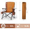 imageTIMBER RIDGE Oversized Folding Camping Chair High Back Heavy Duty for Adults Support up to 500lbs with Cup Holder Side Pocket Cooler Bag 2 PackOrange 2 Set