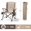 imageTIMBER RIDGE Oversized Folding Camping Chair High Back Heavy Duty for Adults Support up to 500lbs with Cup Holder Side Pocket Cooler Bag 2 PackTan