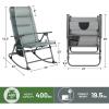 imageTimber Ridge Oversized Folding Rocking Camping Chair Padded Outdoor Rocker with High Back Portable Outdoor Chair for Patio Garden Lawn Supports up to 400 lbs GrayGrey