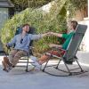 imageTimber Ridge Oversized Folding Rocking Camping Chair Padded Outdoor Rocker with High Back Portable Outdoor Chair for Patio Garden Lawn Supports up to 400 lbs GrayBlue2 Pack