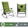 imageTimber Ridge Oversized Folding Rocking Camping Chair Padded Outdoor Rocker with High Back Portable Outdoor Chair for Patio Garden Lawn Supports up to 400 lbs GrayGreen