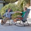 imageTimber Ridge Oversized Folding Rocking Camping Chair Padded Outdoor Rocker with High Back Portable Outdoor Chair for Patio Garden Lawn Supports up to 400 lbs GrayBlue