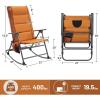 imageTimber Ridge Oversized Folding Rocking Camping Chair Padded Outdoor Rocker with High Back Portable Outdoor Chair for Patio Garden Lawn Supports up to 400 lbs GrayOrange