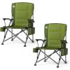 imageTIMBER RIDGE Oversized Folding Camping Chair High Back Heavy Duty for Adults Support up to 500lbs with Cup Holder Side Pocket Cooler Bag 2 PackGreen 2 Set