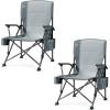 imageTIMBER RIDGE Oversized Folding Camping Chair High Back Heavy Duty for Adults Support up to 500lbs with Cup Holder Side Pocket Cooler Bag 2 PackGrey 2 Set