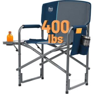 imageTIMBER RIDGE Aluminum Oversized Camping Chair Lightweight Portable Directors Chair with Side Table Detachable Side Pocket for Outdoor Camping Lawn Picnic Support 400lbs BlackBlue