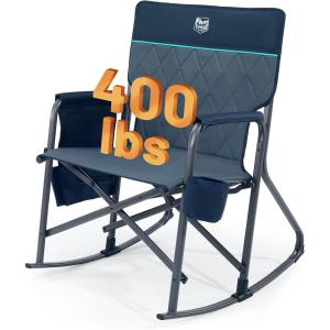 imageTIMBER RIDGE Aluminum Oversized Camping Chair Lightweight Portable Directors Chair with Side Table Detachable Side Pocket for Outdoor Camping Lawn Picnic Support 400lbs BlackBlue With Rocking