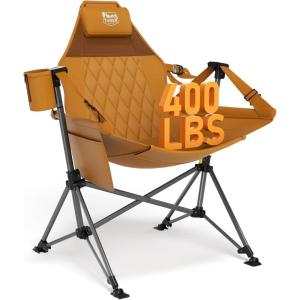 imageTIMBER RIDGE Hammock Camping Chair Oversized Swinging Chair with Adjustable Back and Seat Height Portable Folding Rocking Camping Chair for Outdoor Lawn Backyard and Patio Supports 400lbsOrange