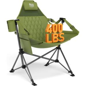 imageTIMBER RIDGE Hammock Camping Chair Oversized Swinging Chair with Adjustable Back and Seat Height Portable Folding Rocking Camping Chair for Outdoor Lawn Backyard and Patio Supports 400lbsGreen