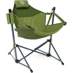 imageTIMBER RIDGE Hammock Camping Chair with Adjustable Backrest Heavy Duty Folding Hammock Chair Supports 300lbs Portable Hammock Chair for Camping Travelling and Patio TanGreen