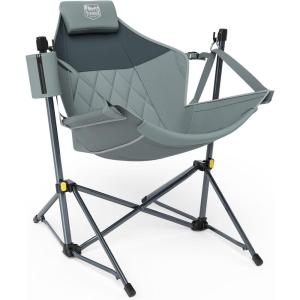 imageTIMBER RIDGE Hammock Camping Chair with Adjustable Backrest Heavy Duty Folding Hammock Chair Supports 300lbs Portable Hammock Chair for Camping Travelling and Patio TanGrey