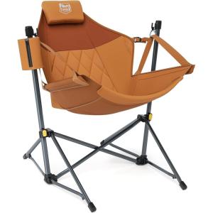imageTIMBER RIDGE Hammock Camping Chair with Adjustable Backrest Heavy Duty Folding Hammock Chair Supports 300lbs Portable Hammock Chair for Camping Travelling and Patio TanOrange