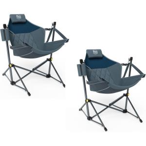 imageTIMBER RIDGE Hammock Camping Chair with Adjustable Backrest Heavy Duty Folding Hammock Chair Supports 300lbs Portable Hammock Chair for Camping Travelling and Patio TanBlue 2 Set