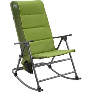imageTimber Ridge Oversized Folding Rocking Camping Chair Padded Outdoor Rocker with High Back Portable Outdoor Chair for Patio Garden Lawn Supports up to 400 lbs GrayGreen