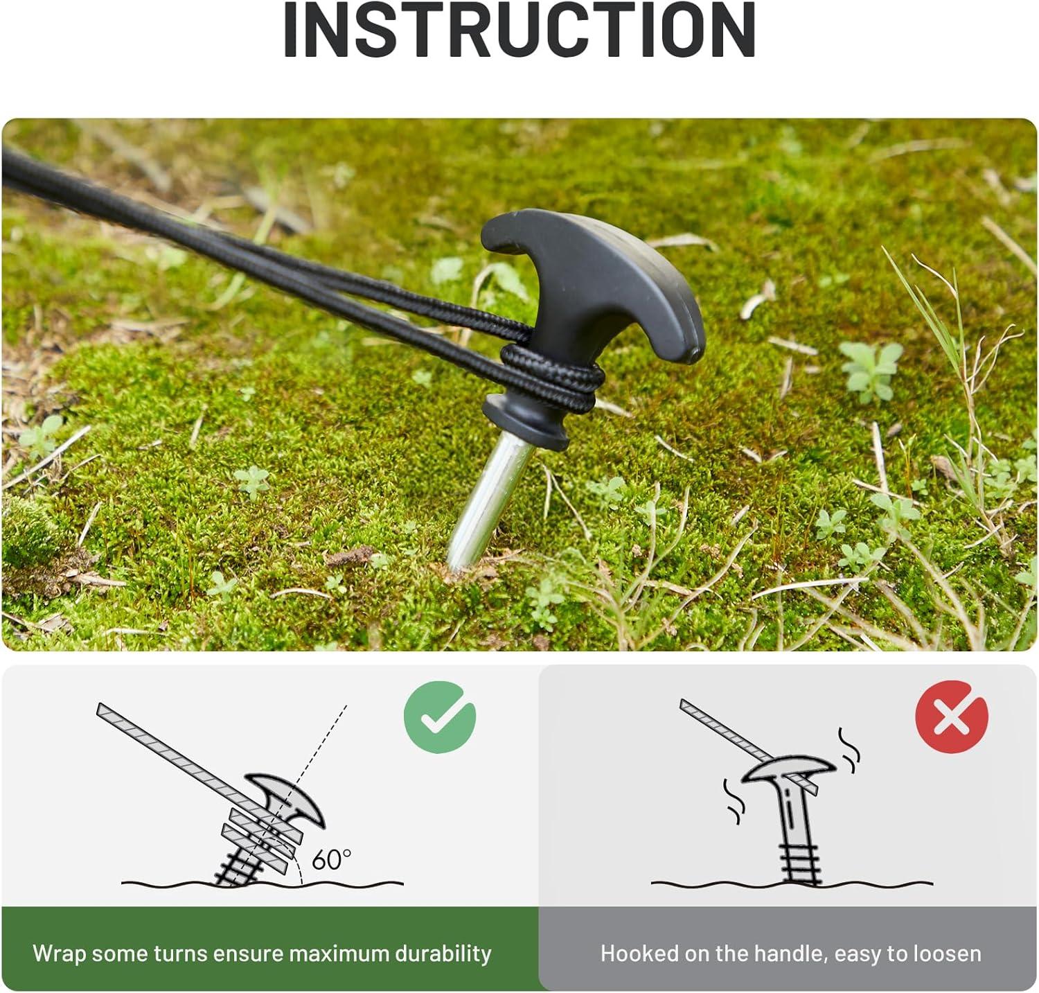 imageTIMBER RIDGE 10 Pack Tent Stakes Heavy Duty 8 Inch Ground Stakes NonRust Stainless Steel with Threaded ampamp Ergonomic Handles Camping Pegs for Camping Canopies Grassland Garden Patio HikingSilver