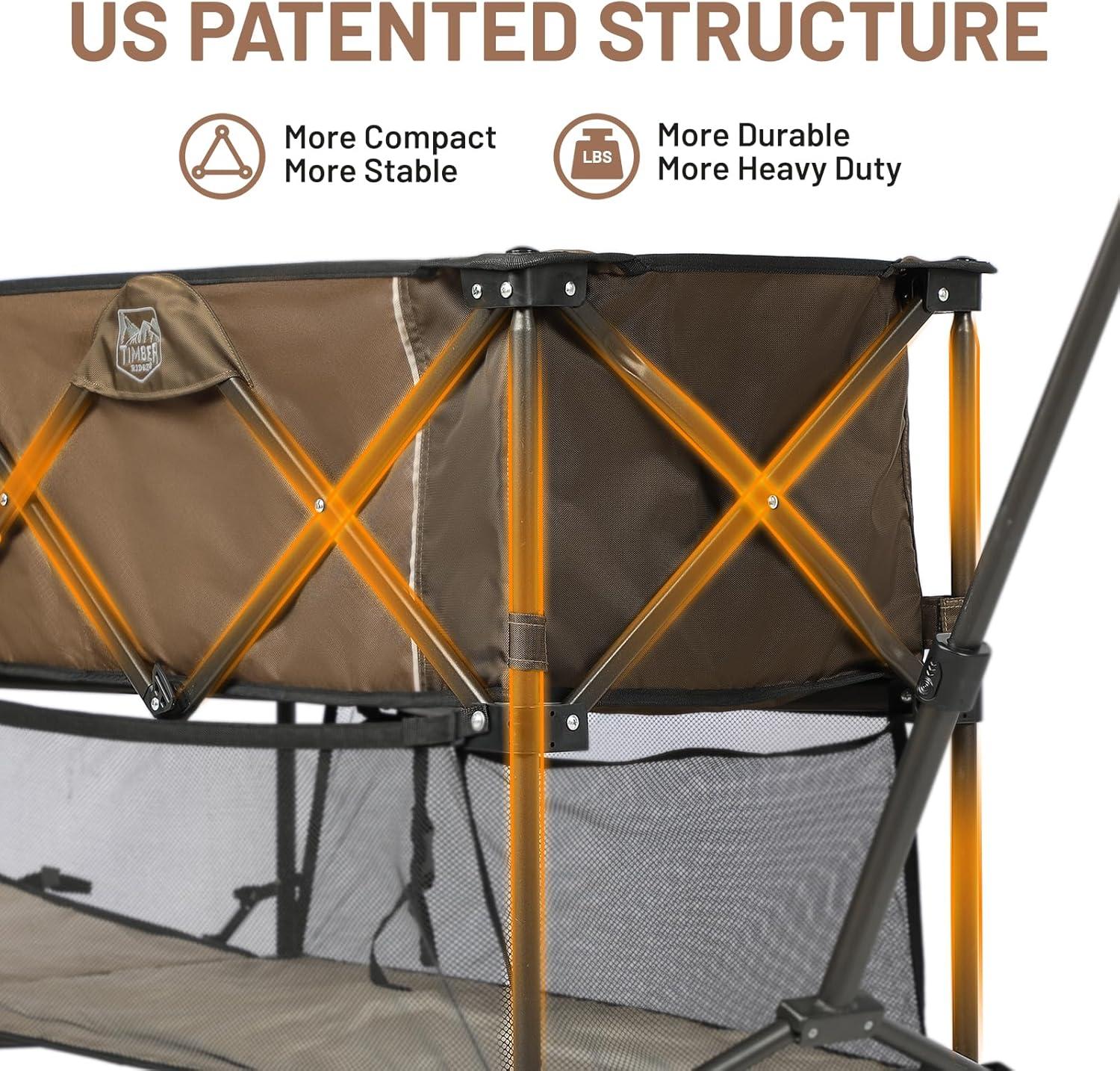imageTIMBER RIDGE 400L Large Capacity Folding Double Decker Wagon with Brakes 54quot Extra Long Extender Wagon Cart 660lbs Heavy Duty Collapsible Cart AllTerrain Big Wheels for Camping Sports ShoppingTan With Brakes