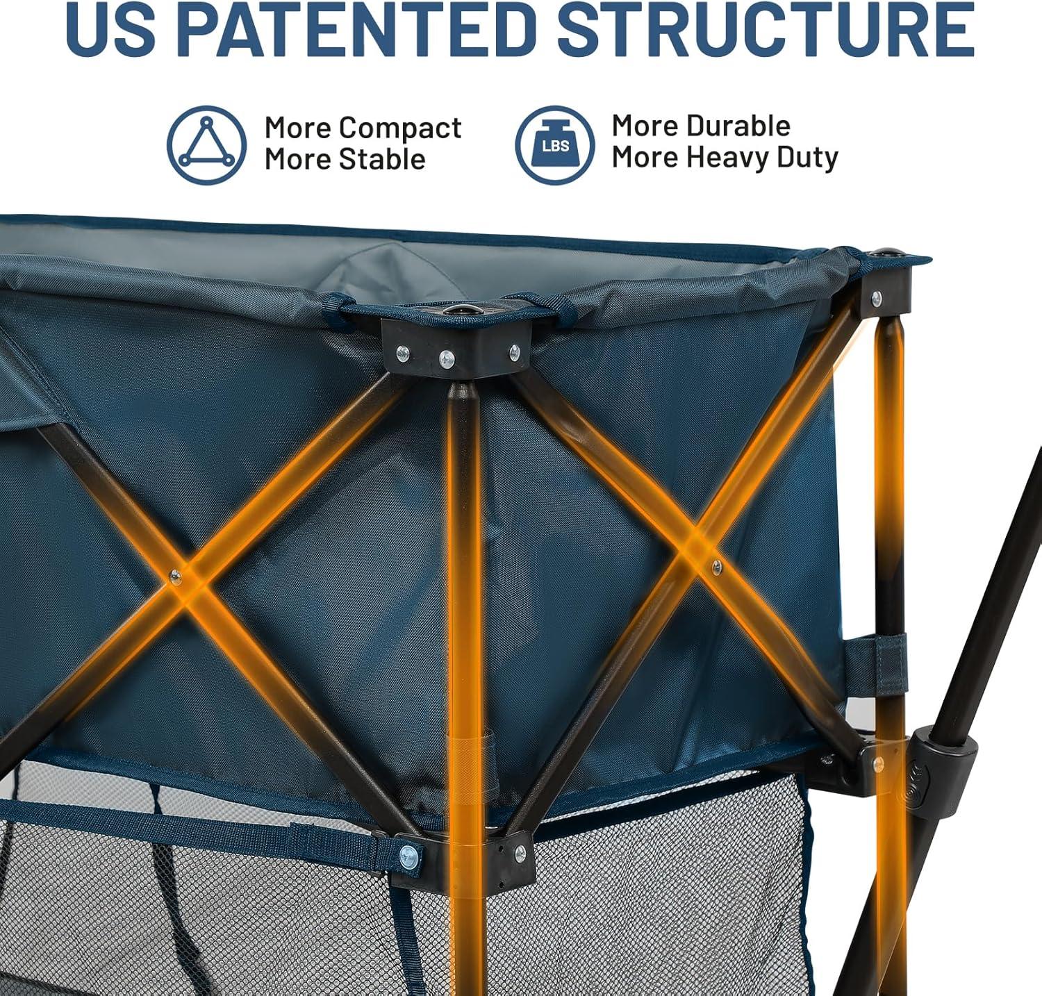 imageTIMBER RIDGE 400L Large Capacity Folding Double Decker Wagon with Brakes 54quot Extra Long Extender Wagon Cart 660lbs Heavy Duty Collapsible Cart AllTerrain Big Wheels for Camping Sports ShoppingBlue With Brakes