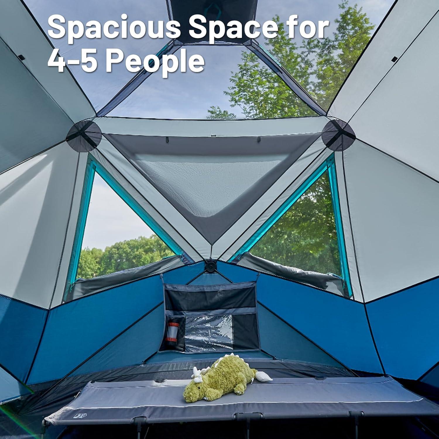 imageTIMBER RIDGE 468 Person Instant Pop Up Cabin Tent Easy 60 Second Setup Weather Resistant Camping Family Hub Tent with Rain Fly and Carry Bag for Outdoor CampingBlue