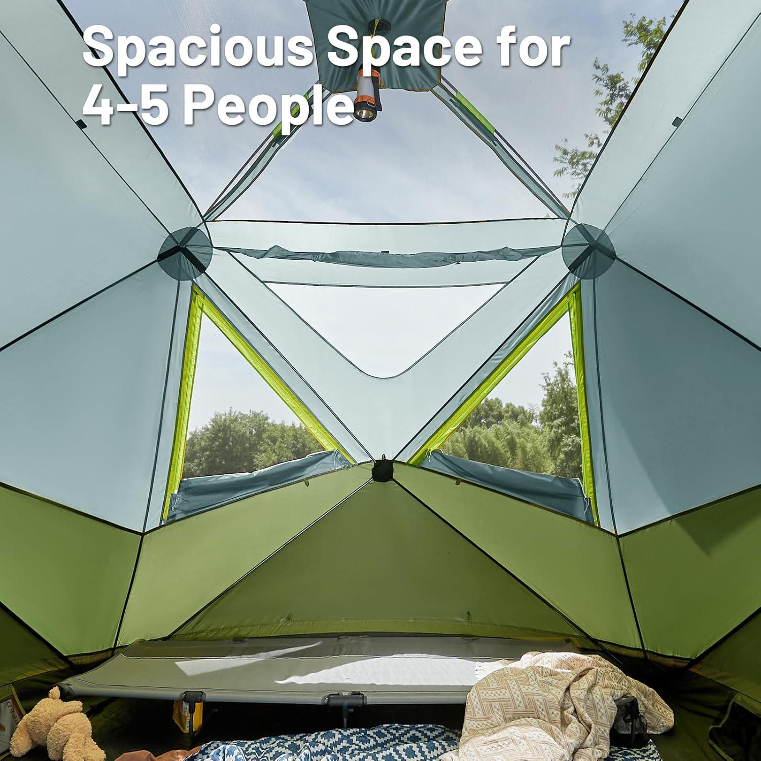 imageTIMBER RIDGE 468 Person Instant Pop Up Cabin Tent Easy 60 Second Setup Weather Resistant Camping Family Hub Tent with Rain Fly and Carry Bag for Outdoor CampingGreen
