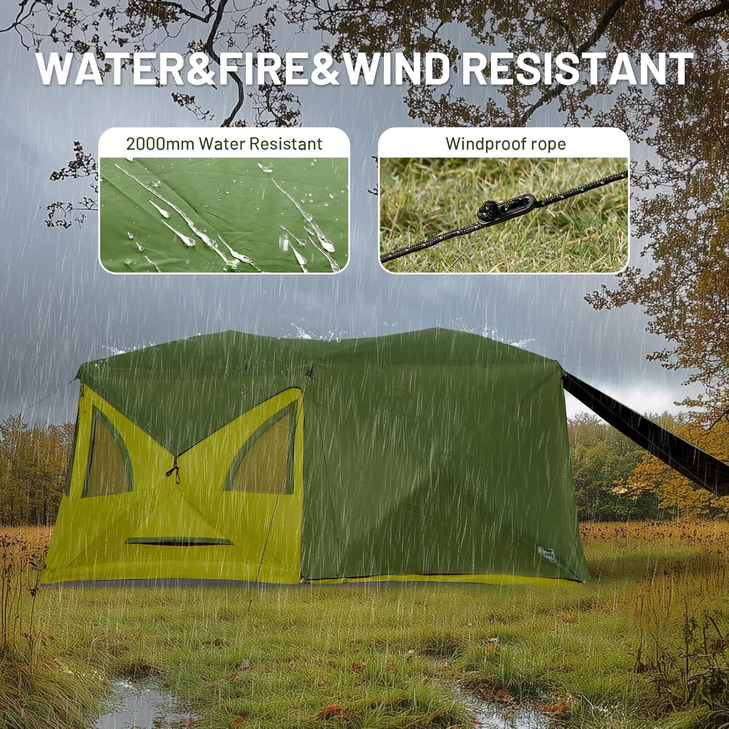 imageTIMBER RIDGE 468 Person Instant Pop Up Cabin Tent Easy 60 Second Setup Weather Resistant Camping Family Hub Tent with Rain Fly and Carry Bag for Outdoor CampingGreen